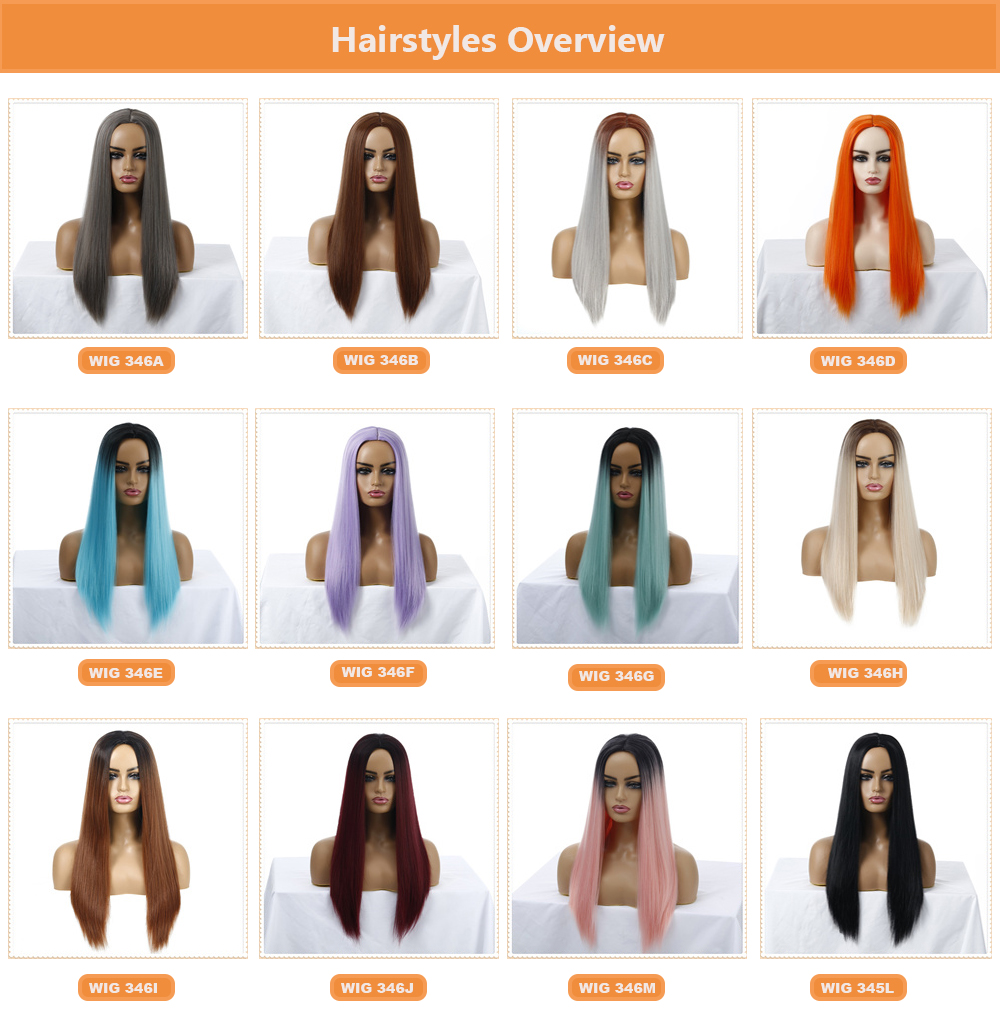 YOUR STYLE, China Wig Supplier Wholesale Long Straight  Wig Middle Part Ombre Color Synthetic-YOUR STYLE, synthetic wigs synthetic hair extension