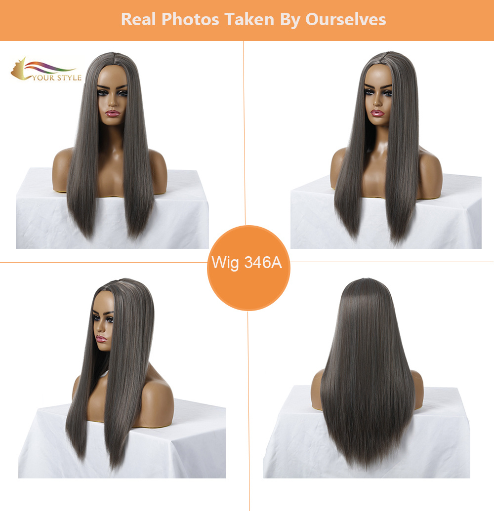 YOUR STYLE, China Wig Supplier Wholesale Long Straight  Wig Middle Part Ombre Color Synthetic-YOUR STYLE, synthetic wigs synthetic hair extension