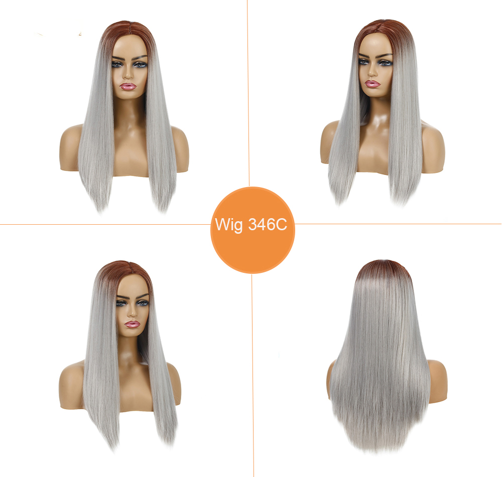 YOUR STYLE, China Wig Supplier Wholesale Long Straight  Wig Middle Part Ombre Color Synthetic-YOUR STYLE, synthetic wigs synthetic hair extension