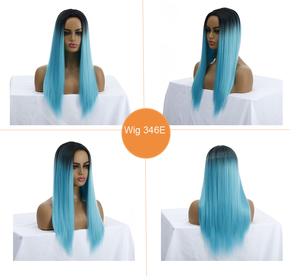 YOUR STYLE, China Wig Supplier Wholesale Long Straight  Wig Middle Part Ombre Color Synthetic-YOUR STYLE, synthetic wigs synthetic hair extension