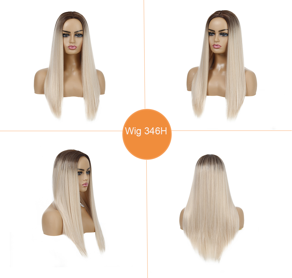 YOUR STYLE, China Wig Supplier Wholesale Long Straight  Wig Middle Part Ombre Color Synthetic-YOUR STYLE, synthetic wigs synthetic hair extension