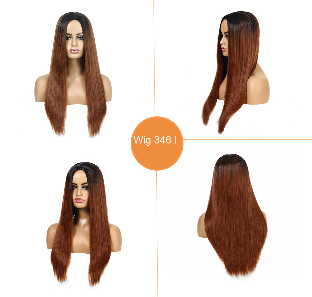 SU ESTILO, proveedor de pelucas de China Venta al por mayor Peluca larga y recta Parte media Color Ombre Sintético-SU ESTILO, pelucas sintéticas extensión de cabello sintético