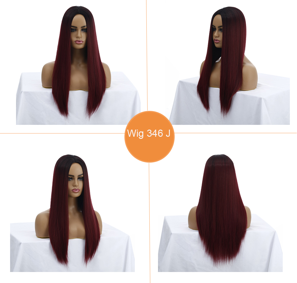 SU ESTILO, proveedor de pelucas de China Venta al por mayor Peluca larga y recta Parte media Color Ombre Sintético-SU ESTILO, pelucas sintéticas extensión de cabello sintético