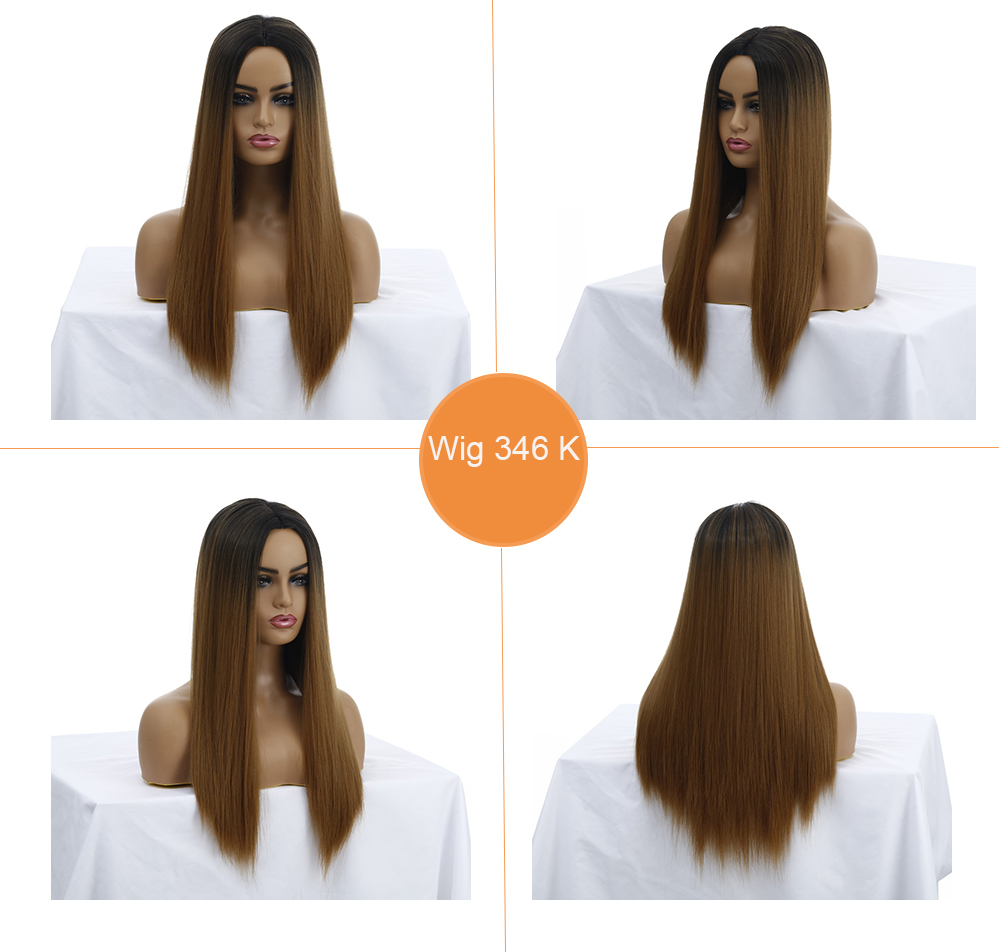 SU ESTILO, proveedor de pelucas de China Venta al por mayor Peluca larga y recta Parte media Color Ombre Sintético-SU ESTILO, pelucas sintéticas extensión de cabello sintético