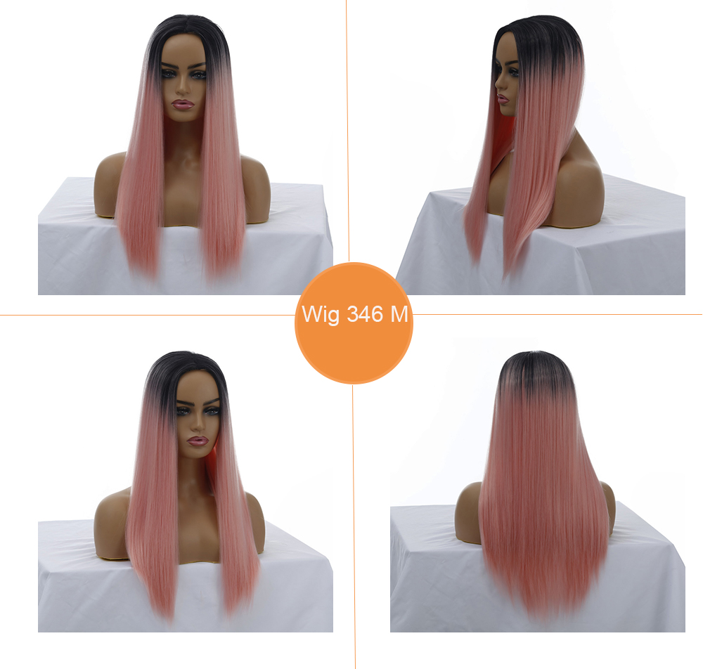 YOUR STYLE, China Wig Supplier Wholesale Long Straight  Wig Middle Part Ombre Color Synthetic-YOUR STYLE, synthetic wigs synthetic hair extension