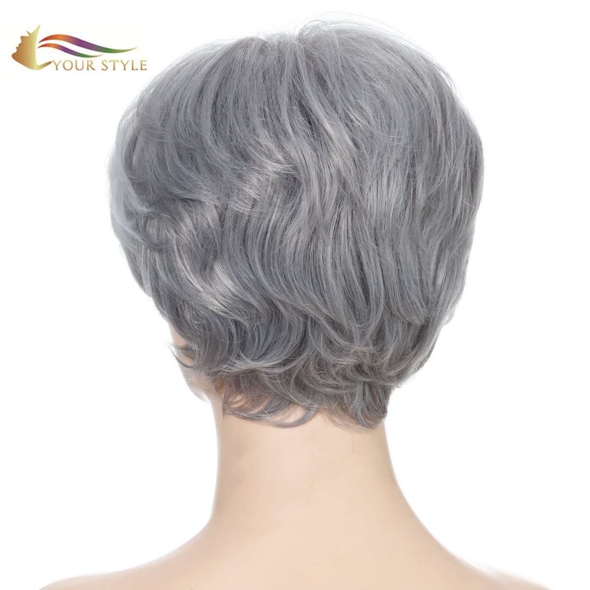 YOUR STYLE , Wig Wholesalers in China Short Haircuts For Grey Hair Synthetic Short Natural Hair Cut-YOUR STYLE, սինթետիկ պարիկների սինթետիկ մազերի երկարացում