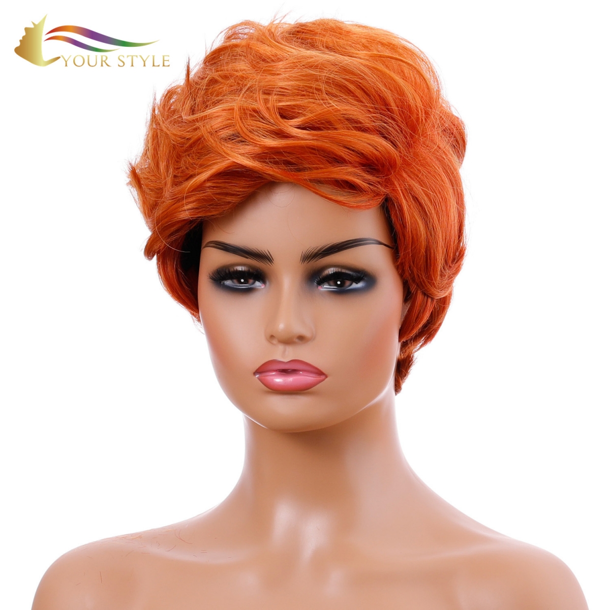 YOUR STYLE, Wholesale Synthetic Wig Vendors Hair Wig Suppliers China Short Hair Wig Orange Silver-YOUR STYLE, synthetic wigs synthetic hair extension