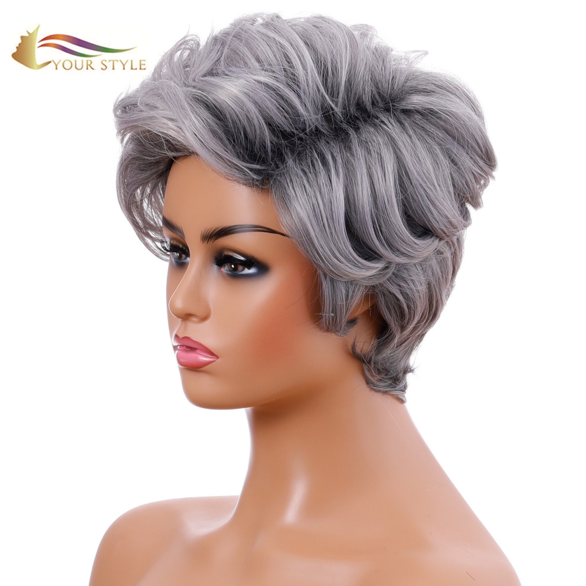 YOUR STYLE, Wholesale Synthetic Wig Vendors Hair Wig Suppliers China Short Hair Wig Orange Silver-YOUR STYLE, synthetic wigs synthetic hair extension