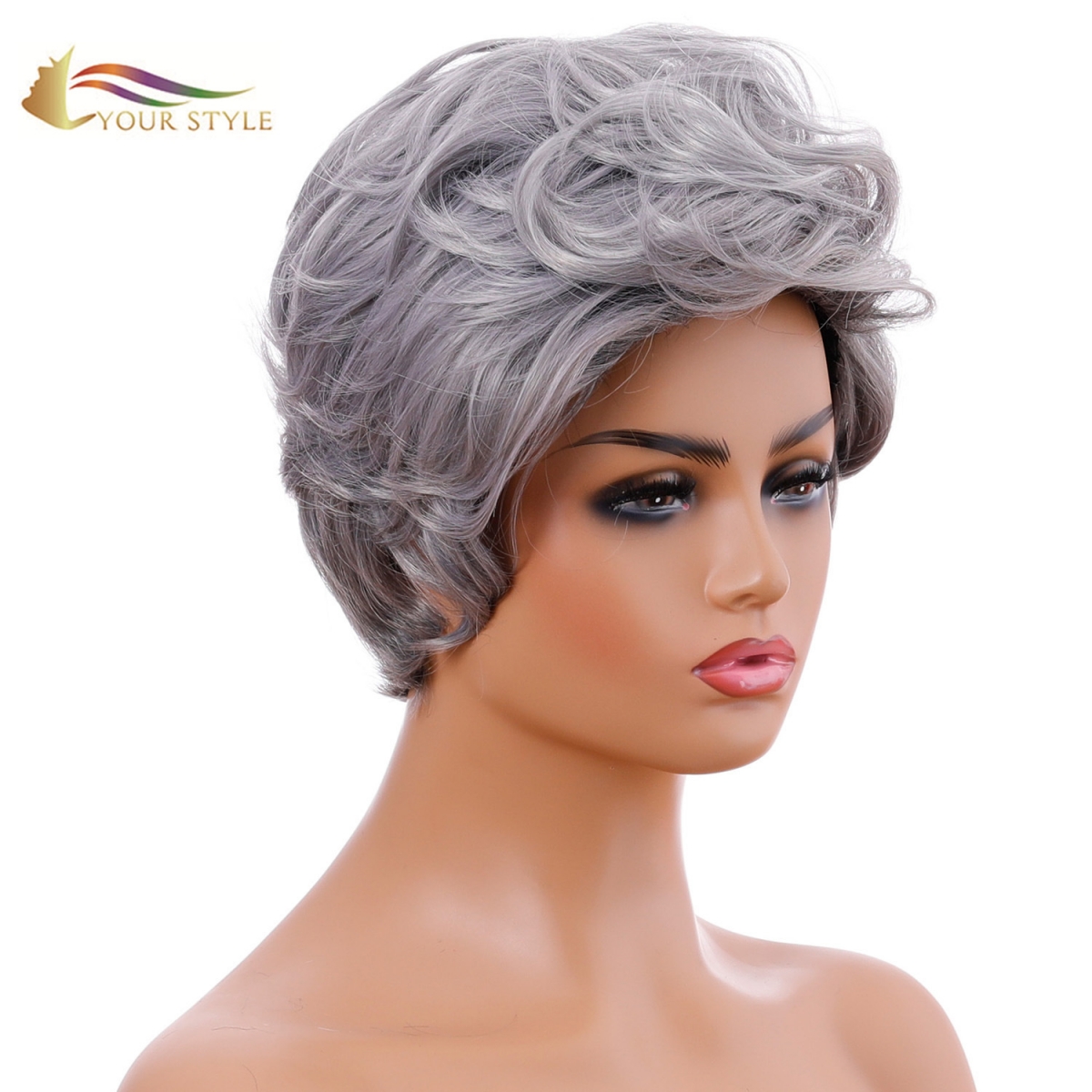 YOUR STYLE, Wholesale Synthetic Wig Vendors Hair Wig Suppliers China Short Hair Wig Orange Silver-YOUR STYLE, synthetic wigs synthetic hair extension