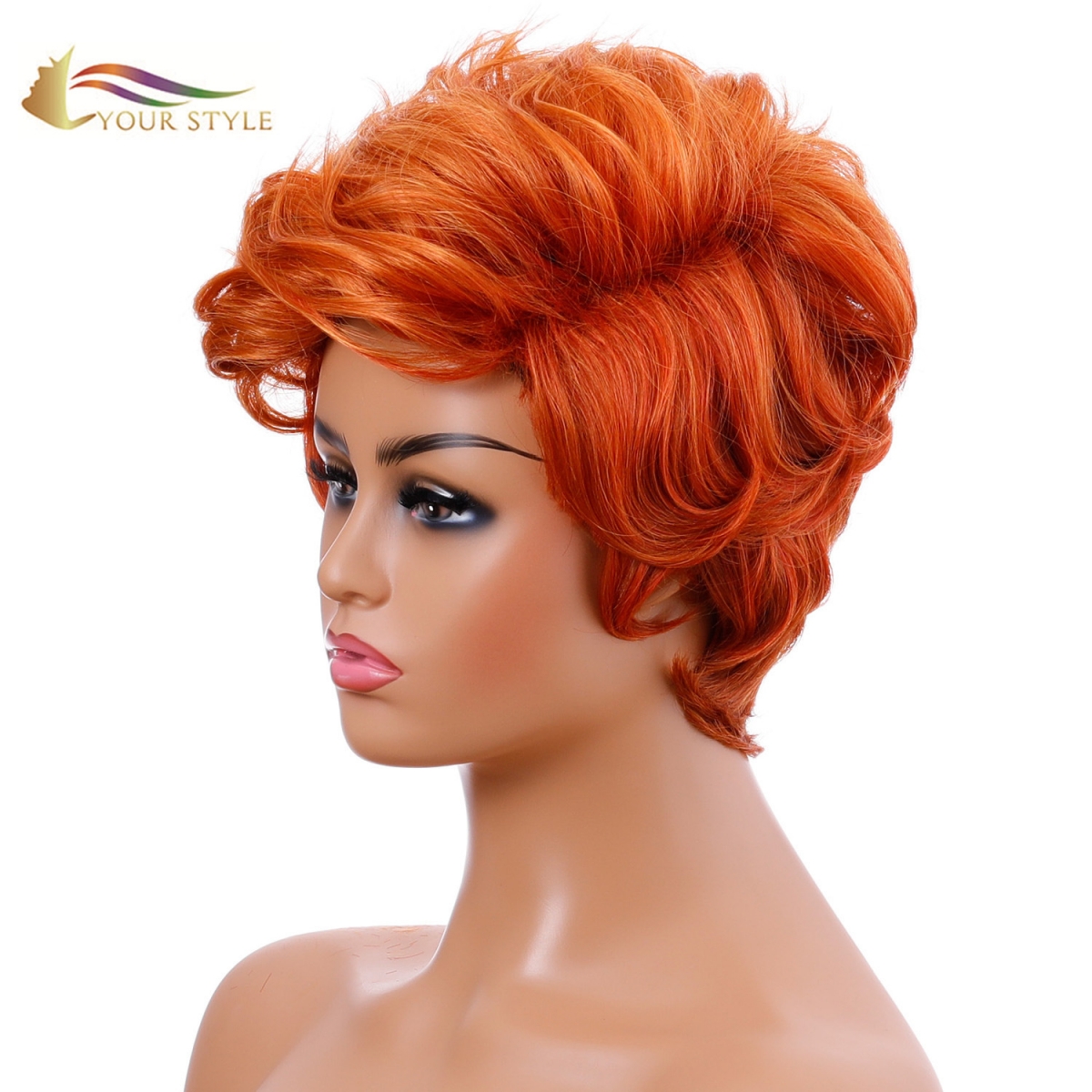 YOUR STYLE, Wholesale Synthetic Wig Vendors Hair Wig Suppliers China Short Hair Wig Orange Silver-YOUR STYLE, synthetic wigs synthetic hair extension