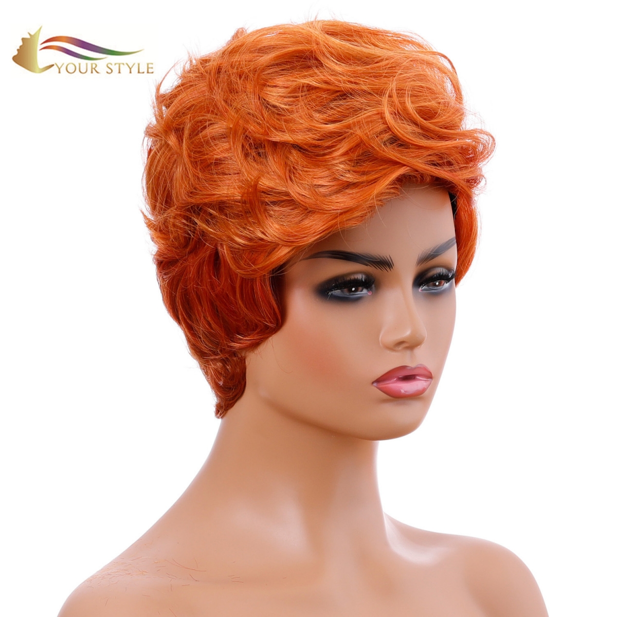 YOUR STYLE, Wholesale Synthetic Wig Vendors Hair Wig Suppliers China Short Hair Wig Orange Silver-YOUR STYLE, synthetic wigs synthetic hair extension