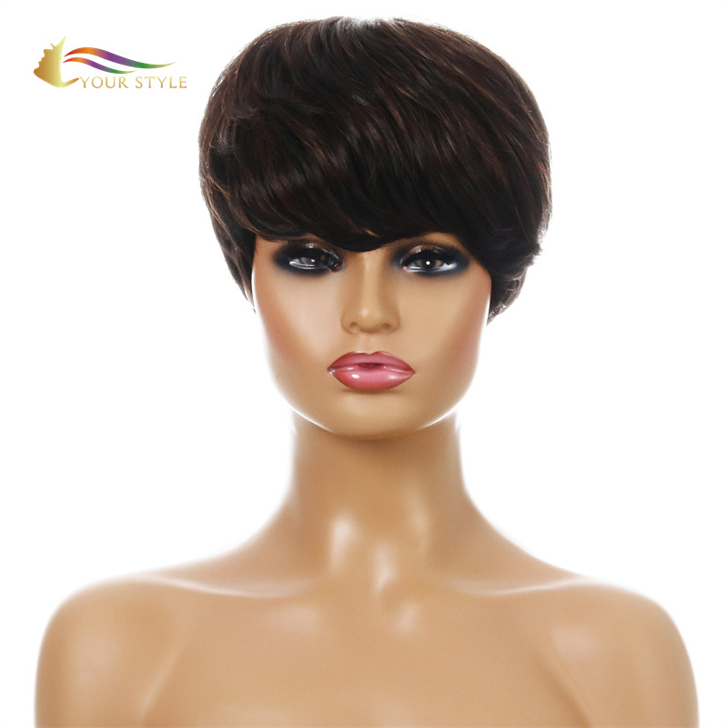 YOUR STYLE , Wholesale Synthetic Wig Vendors Short Wigs For Women Short Pixie Wig With Bangs-YOUR STYLE, synthetic wigs synthetic hair extension