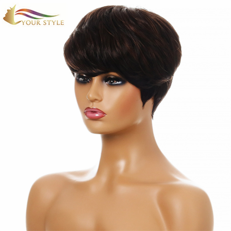 YOUR STYLE , Wholesale Synthetic Wig Vendors Short Wigs For Women Short Pixie Wig With Bangs-YOUR STYLE, synthetic wigs synthetic hair extension