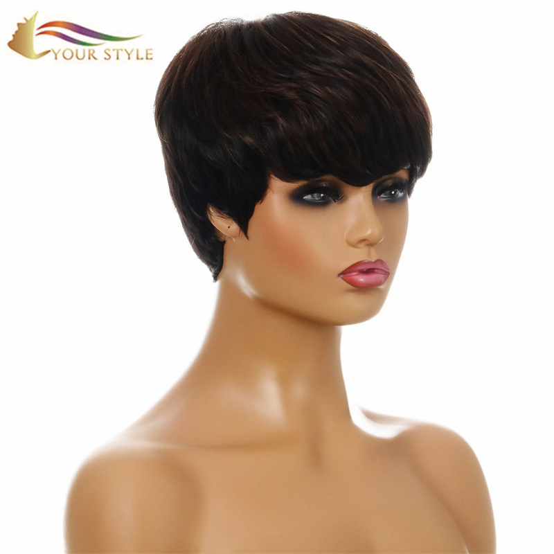 YOUR STYLE , Wholesale Synthetic Wig Vendors Short Wigs For Women Short Pixie Wig With Bangs-YOUR STYLE, synthetic wigs synthetic hair extension