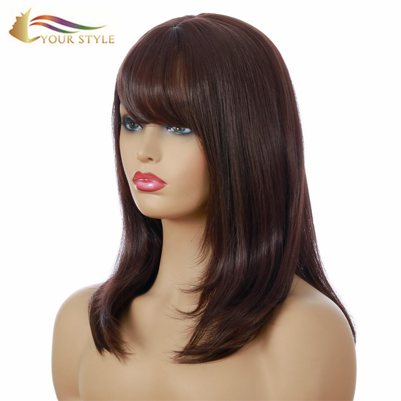 YOUR STYLE , High Quality Synthetic Wig Suppliers Long Straight Wig With Bangs-YOUR STYLE, synthetic wigs synthetic hair extension