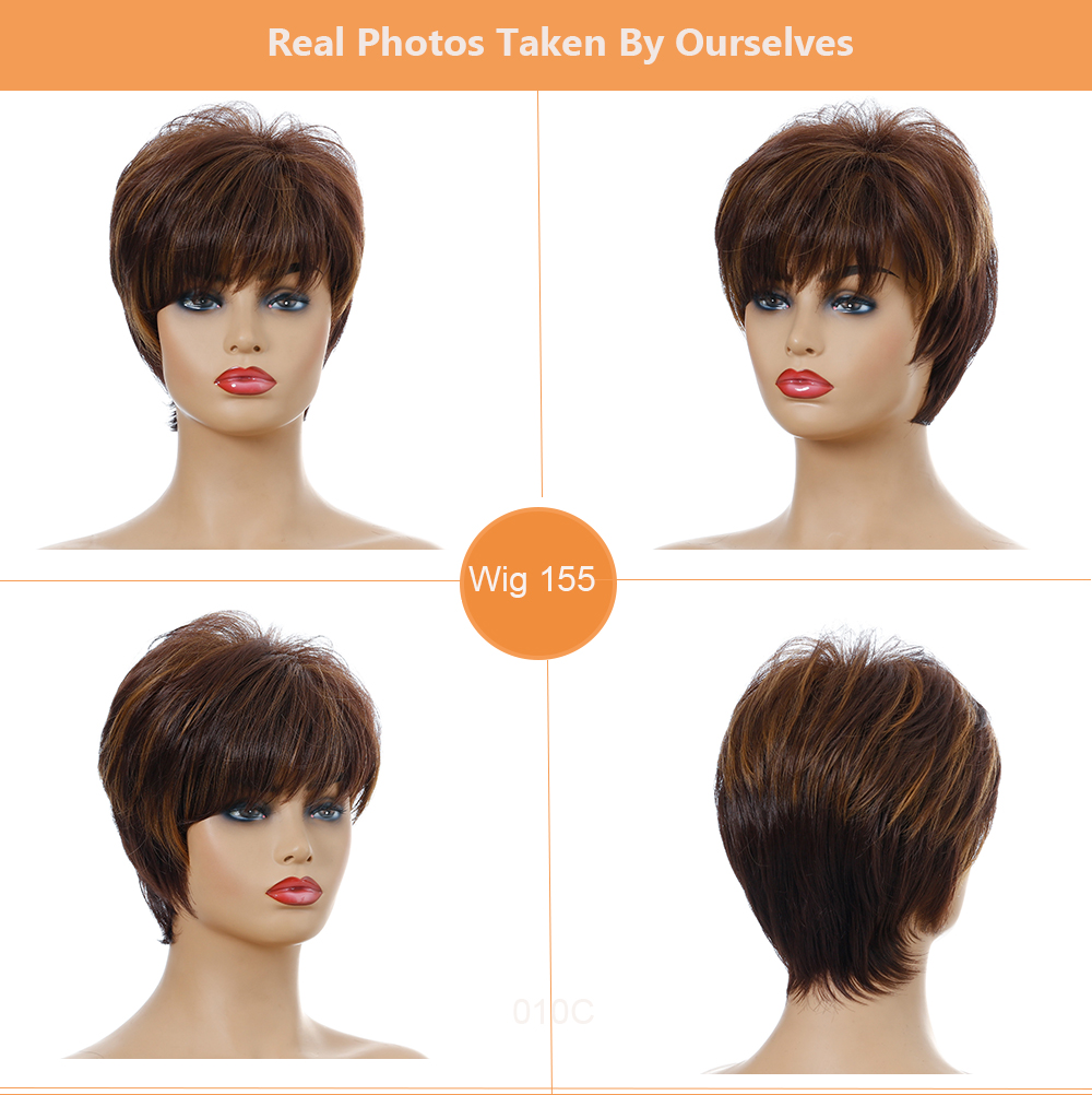 YOUR STYLE , Hair Wig Wholesalers Short Natural Hair Cut  Short Wig Brown Short Hairstyle With a Fringe-YOUR STYLE, synthetic wigs synthetic hair extension