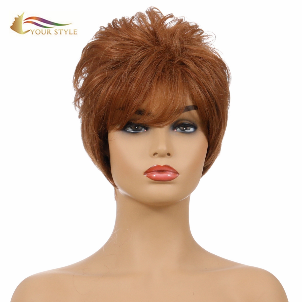 YOUR STYLE, Wholesale Koarte Pixie Cut Pruik Styles Koarte Hairstyles Pruiken Foar Dames Koarte Kapsel Mei Bangs Syntetyske Pruik Afro-YOUR STYLE, syntetyske pruiken syntetyske hierferlinging