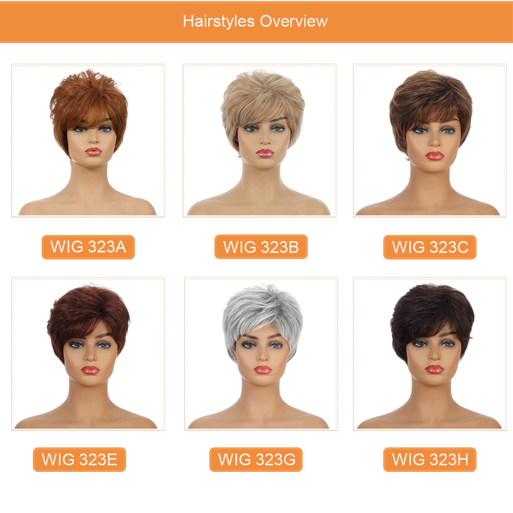 YOUR STYLE , Wholesale Short Pixie Cut Wig Styles Short Hairstyles Wigs For Women Short Haircut With Bangs Synthetic Wig Afro-YOUR STYLE, synthetic wigs synthetic hair extension