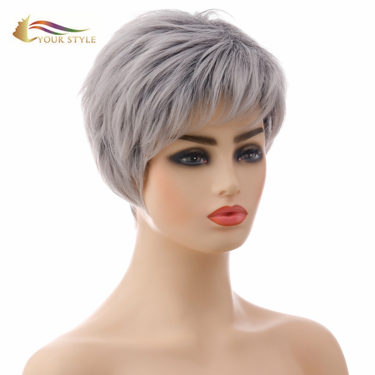 YOUR STYLE , Wig Wholesaler Short Wig Pixie Cut Wigs With Bangs Ladies Wigs For White Women Short Hair Female Wig-YOUR STYLE, synthetic wigs synthetic hair extension