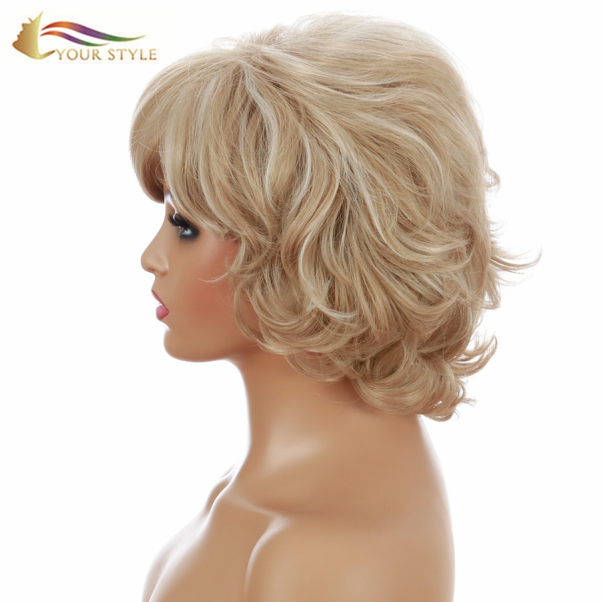 YOUR STYLE , Wig Exporters China Short Blonde Haircut Wig Bob Wig With Bangs-YOUR STYLE, synthetic wigs synthetic hair extension