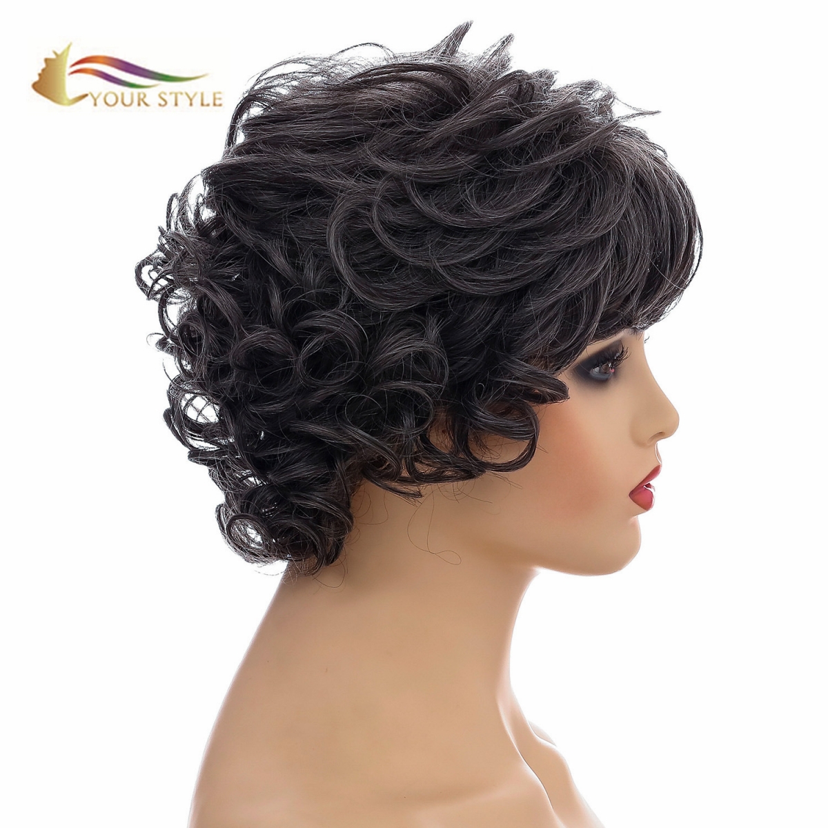 YOUR STYLE ,High Quality Synthetic Wig Suppliers Short Bob Wig With Bangs Short Wig Afro-YOUR STYLE, synthetic wigs synthetic hair extension