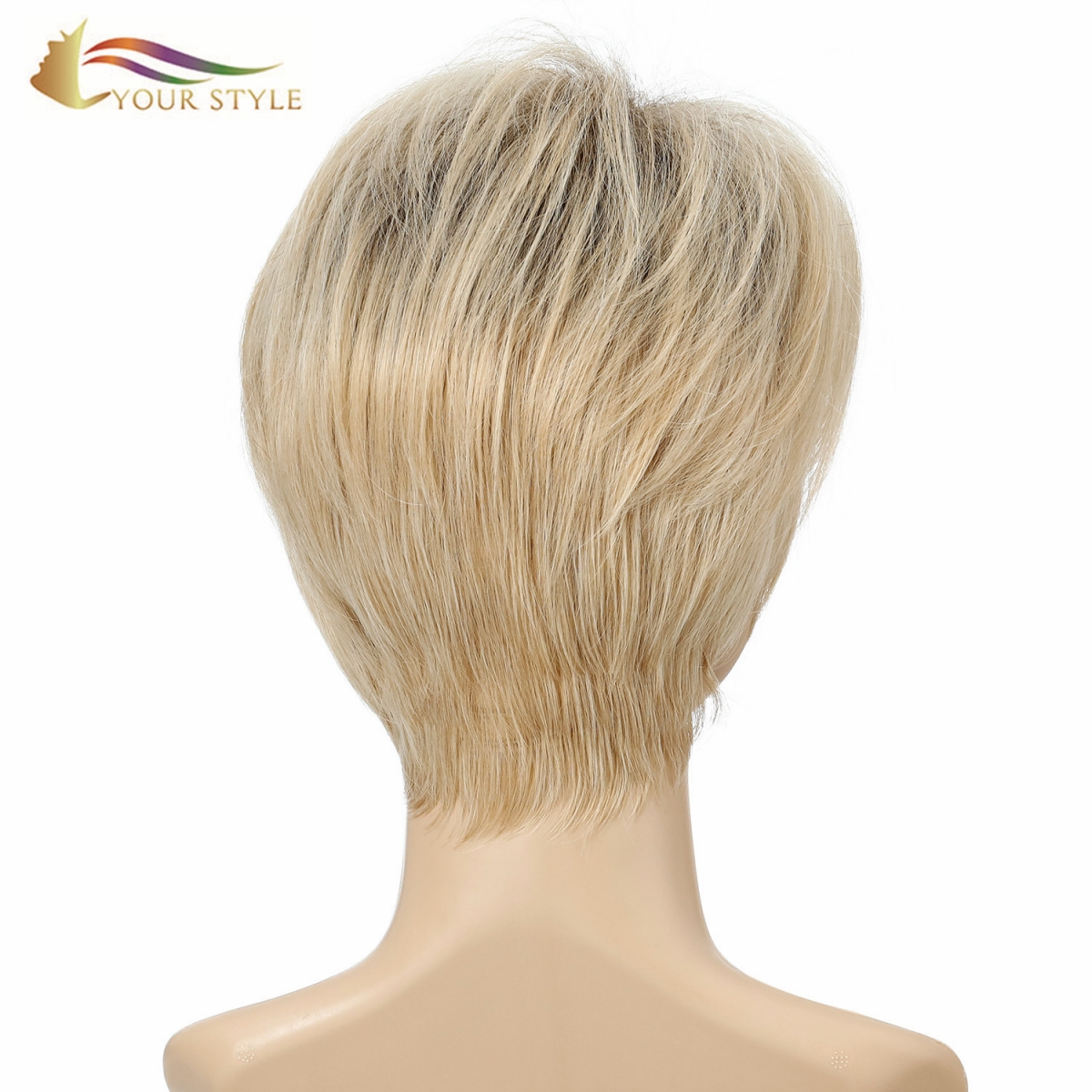 GAYA ANDA, Grosir Wig Sintetis Pendek Pixie Blonde Wig Potongan Rambut Pendek Untuk Wanita-GAYA ANDA, wig sintetis ekstensi rambut sintetis