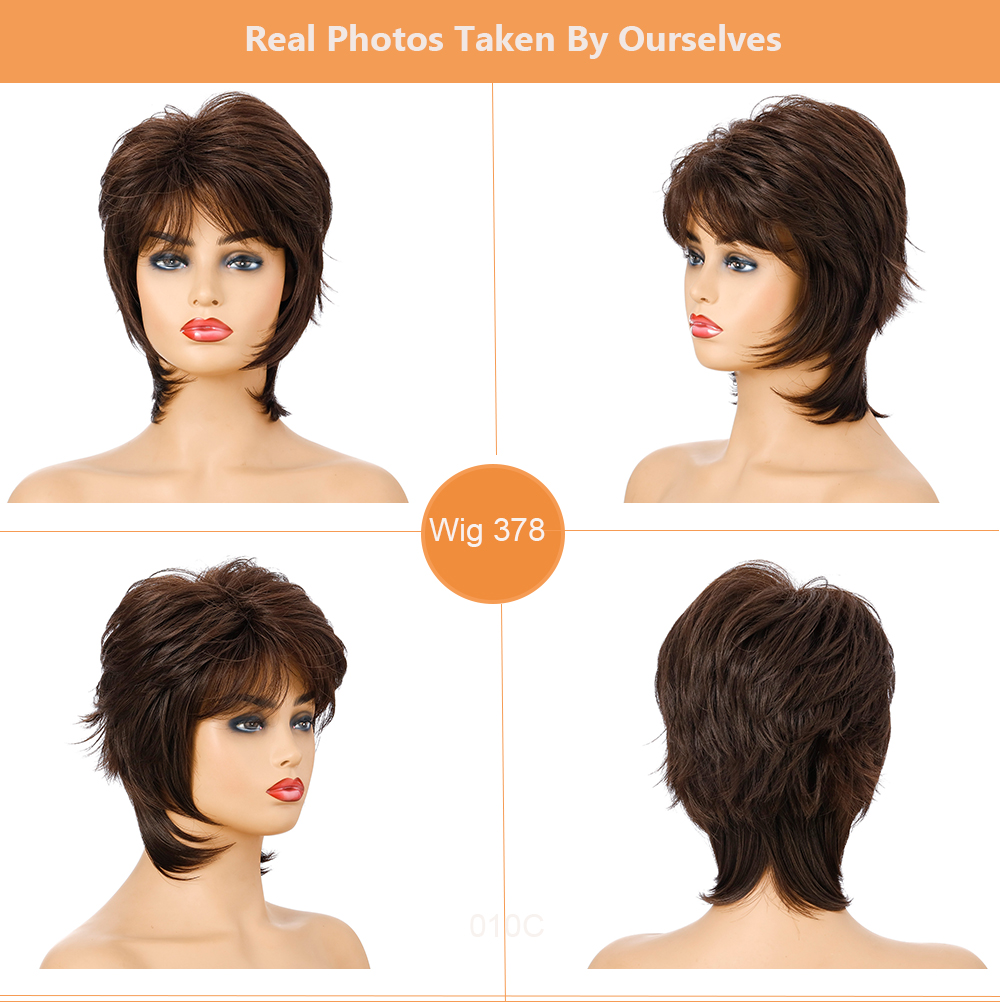 YOUR STYLE , Hair Wig Wholesalers Synthetic Short Wig Dark Brown Pixie Cut Wigs Brown Short Natural Hair Cut Ladies Wigs-YOUR STYLE, synthetic wigs synthetic hair extension