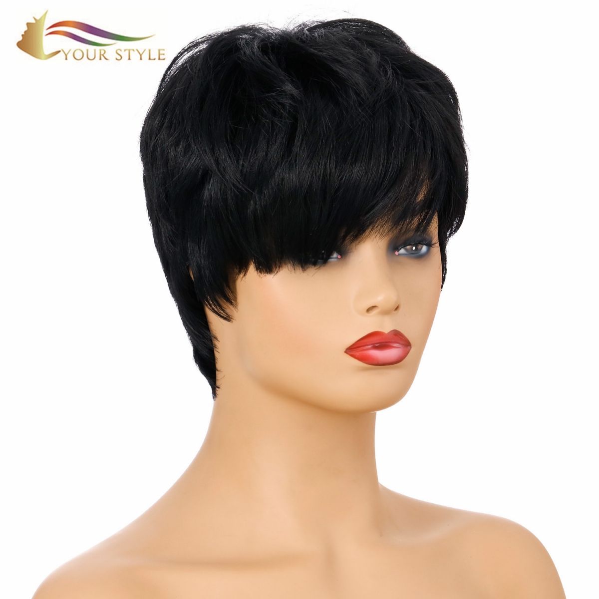 YOUR STYLE , Wig Vendors in China Black Short Wig With Bangs Short Haircuts For Women-YOUR STYLE, synthetic wigs synthetic hair extension