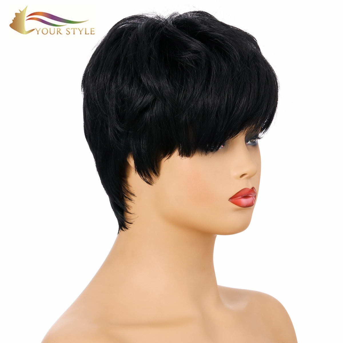 YOUR STYLE , Wig Vendors in China Black Short Wig With Bangs Short Haircuts For Women-YOUR STYLE, synthetic wigs synthetic hair extension