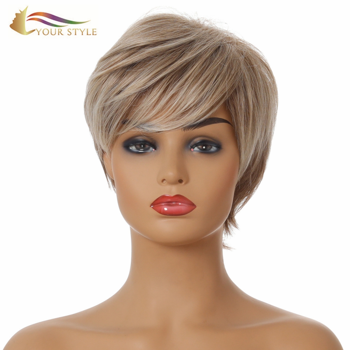 YOUR STYLE , Wig Wholesaler Short Hair Wigs With Bangs For Women Female Afro Pixie Haircuts Bob Synthetic Fiber-YOUR STYLE, synthetic wigs synthetic hair extension