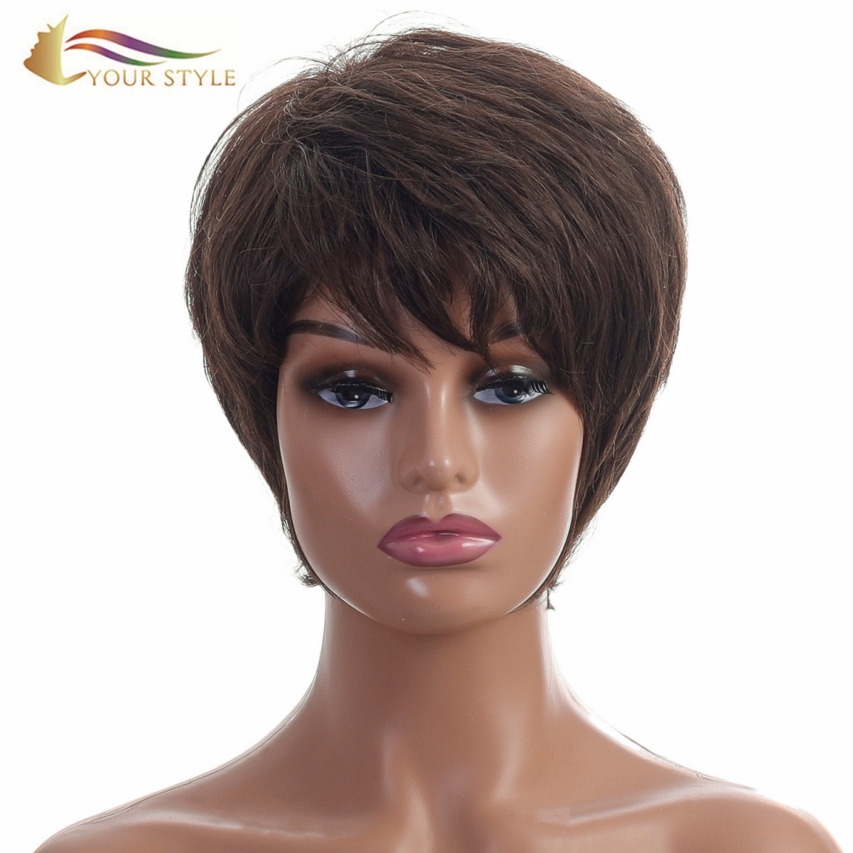 YOUR STYLE , Hot Hair Wig Suppliers Synthetic Short Pixie Wigs Short Haircuts For Women Hairstyles With Highlights Short Hair Wig Female Wigs For Short Hair Honey Brown-YOUR STYLE, synthetic wigs synthetic hair extension