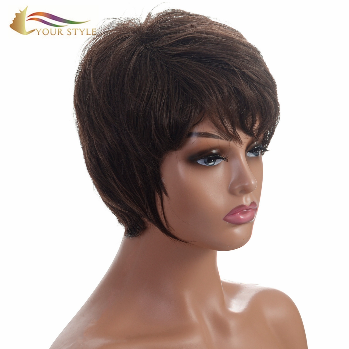 YOUR STYLE , Hot Hair Wig Suppliers Synthetic Short Pixie Wigs Short Haircuts For Women Hairstyles With Highlights Short Hair Wig Female Wigs For Short Hair Honey Brown-YOUR STYLE, synthetic wigs synthetic hair extension