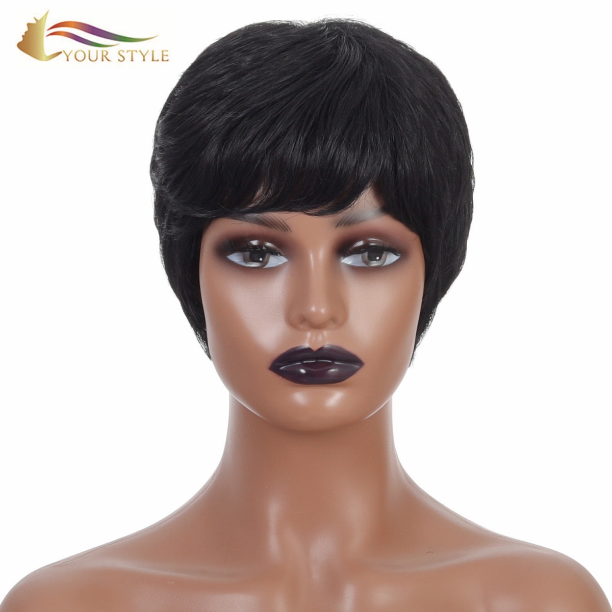 YOUR STYLE , Hair Suppliers in China Synthetic Short Wigs For Black Women African American Short Pixie Afro Wig Black Hair Short Hairstyle-YOUR STYLE, synthetic wigs synthetic hair extension