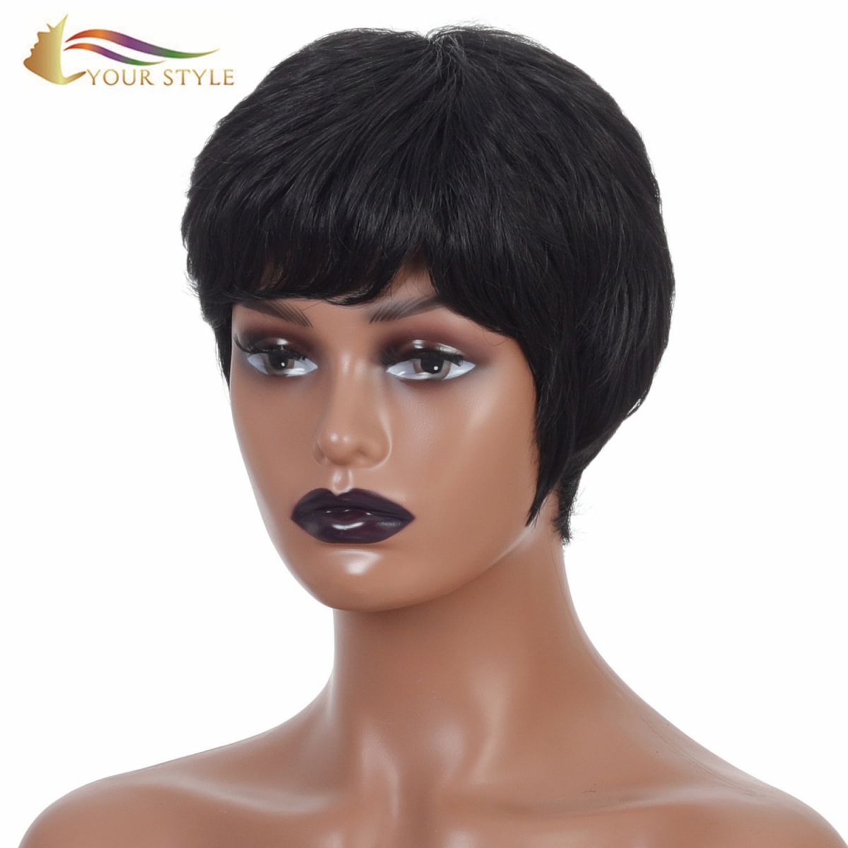 YOUR STYLE , Hair Suppliers in China Synthetic Short Wigs For Black Women African American Short Pixie Afro Wig Black Hair Short Hairstyle-YOUR STYLE, synthetic wigs synthetic hair extension