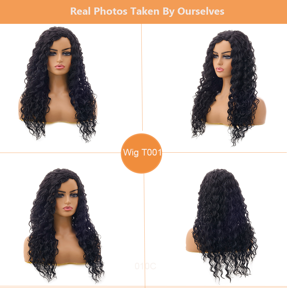 YOUR STYLE , Wholesale Long Wig No Bangs Long Black Curly Wig Fancy Dress Afro Wig Synthetic-YOUR STYLE, synthetic wigs synthetic hair extension