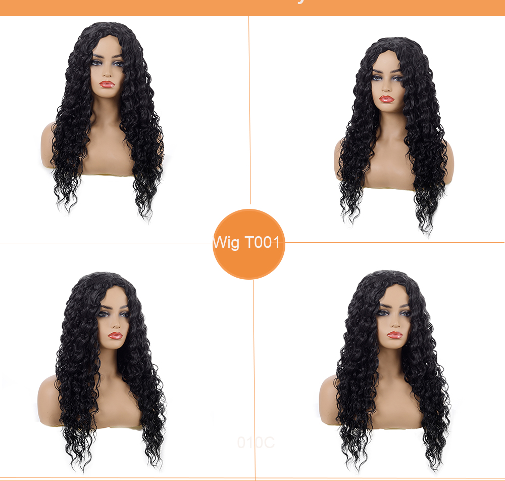 YOUR STYLE , Wholesale Long Wig No Bangs Long Black Curly Wig Fancy Dress Afro Wig Synthetic-YOUR STYLE, synthetic wigs synthetic hair extension