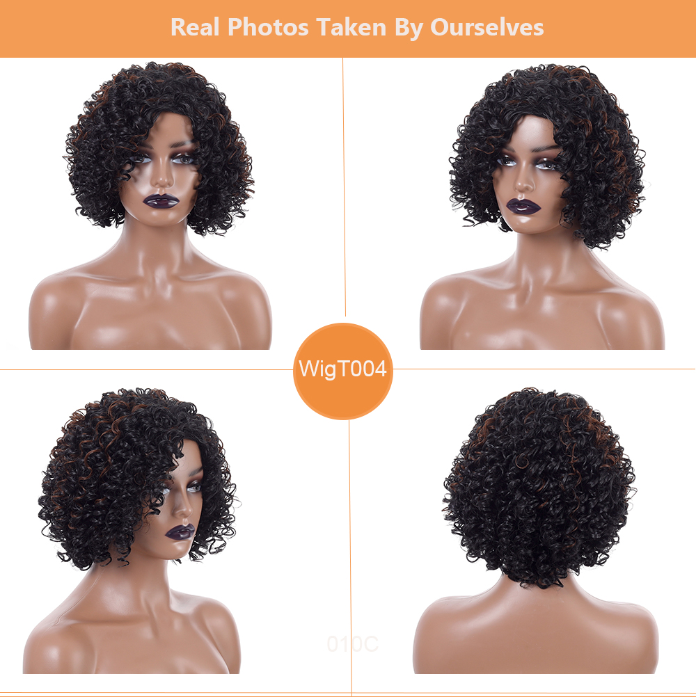 YOUR STYLE ,Wholesale Synthetic Kinky Curly Bob Wigs For Black Women Afro Wig Hairstyles Black Girl Wigs Short Haircuts For Wigs-YOUR STYLE, synthetic wigs synthetic hair extension