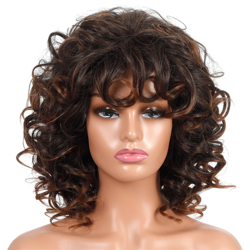 YOUR STYLE , Wig Suppliers Synthetic Medium Wavy Wig Afro Wig Natural Hair Ladies Wigs For Black Women Ladies Female Aubburn Brown Blonde-YOUR STYLE, synthetic wigs synthetic hair extension