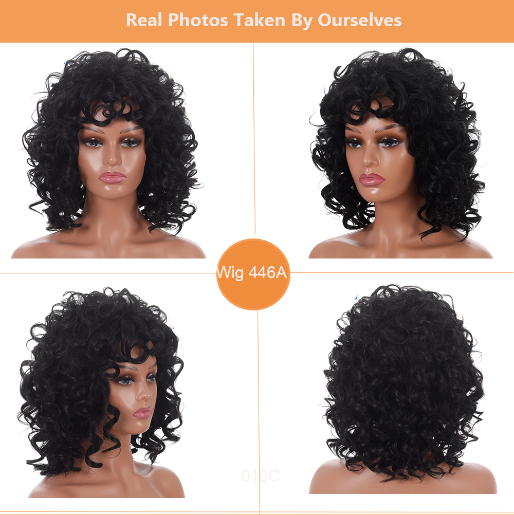 YOUR STYLE , Wig Suppliers Synthetic Medium Wavy Wig Afro Wig Natural Hair Ladies Wigs For Black Women Ladies Female Aubburn Brown Blonde-YOUR STYLE, synthetic wigs synthetic hair extension