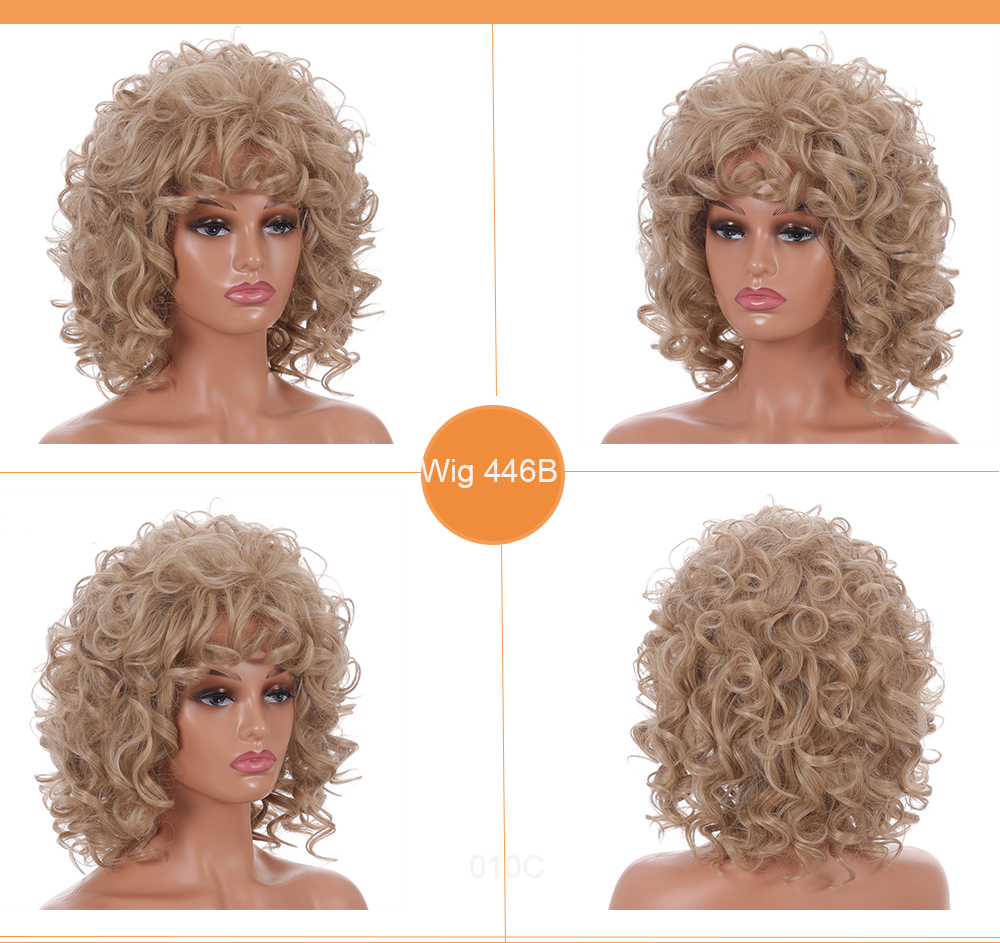 YOUR STYLE , Wig Suppliers Synthetic Medium Wavy Wig Afro Wig Natural Hair Ladies Wigs For Black Women Ladies Female Aubburn Brown Blonde-YOUR STYLE, synthetic wigs synthetic hair extension