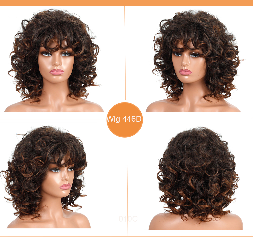 YOUR STYLE , Wig Suppliers Synthetic Medium Wavy Wig Afro Wig Natural Hair Ladies Wigs For Black Women Ladies Female Aubburn Brown Blonde-YOUR STYLE, synthetic wigs synthetic hair extension