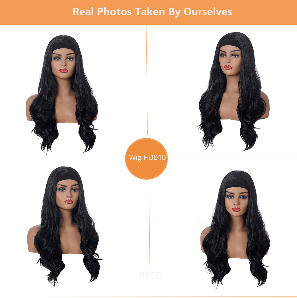 YOUR STYLE , Synthetic Long Wavy Headband Wig Long Black Wave Wig For Women Black Long Wig Cosplay Party-YOUR STYLE, synthetic wigs synthetic hair extension