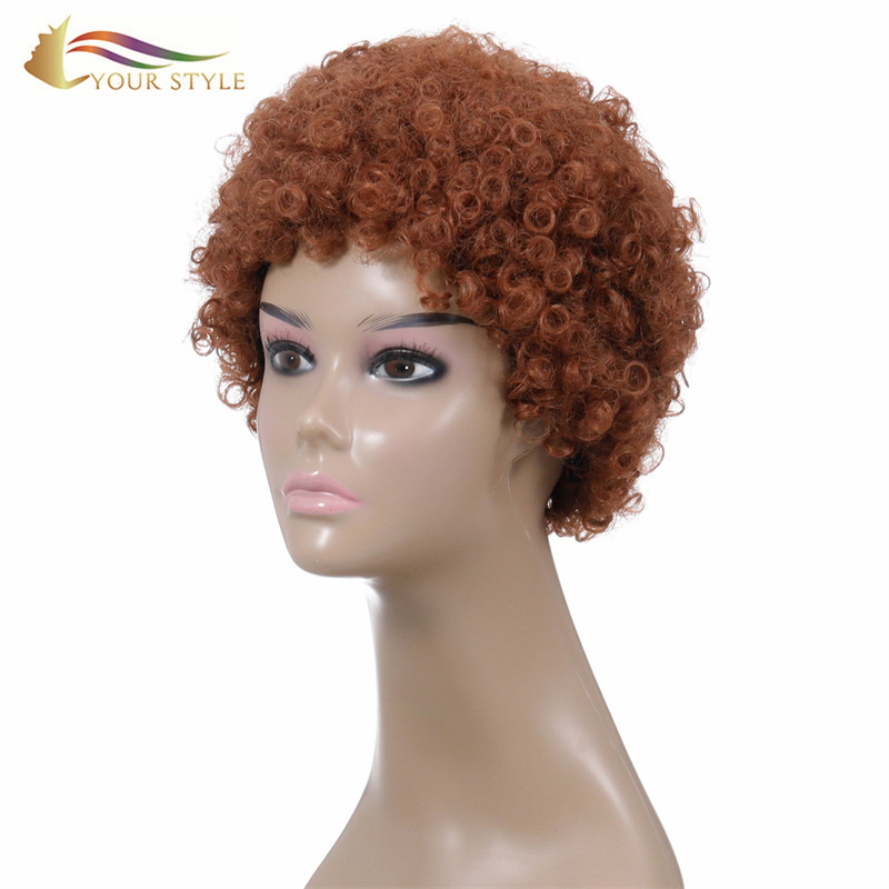 YOUR STYLE , Synthetic Short Wig Afro Kinky Curly Wig Short Haircuts For  Ginger Black Hair Hiaructs Female Wigs For Short Hair-YOUR STYLE, synthetic wigs synthetic hair extension