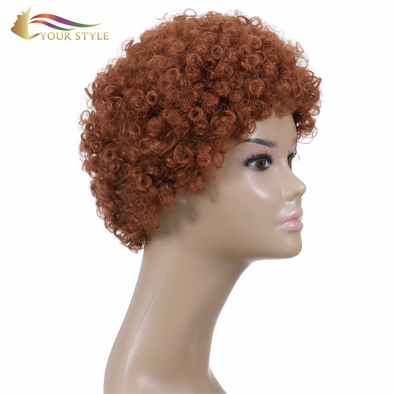 YOUR STYLE , Synthetic Short Wig Afro Kinky Curly Wig Short Haircuts For  Ginger Black Hair Hiaructs Female Wigs For Short Hair-YOUR STYLE, synthetic wigs synthetic hair extension