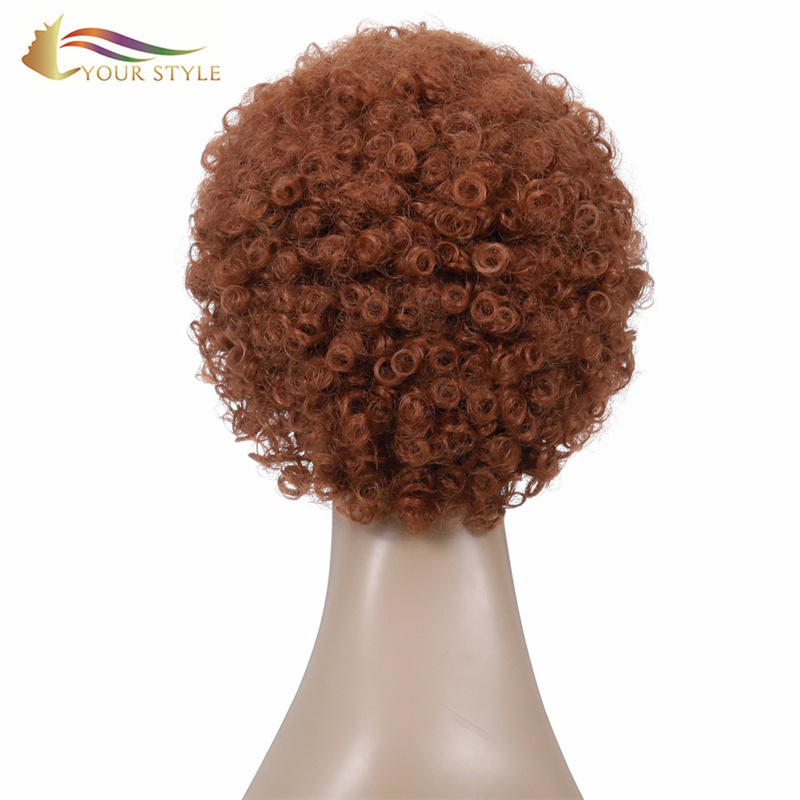 YOUR STYLE , Synthetic Short Wig Afro Kinky Curly Wig Short Haircuts For  Ginger Black Hair Hiaructs Female Wigs For Short Hair-YOUR STYLE, synthetic wigs synthetic hair extension