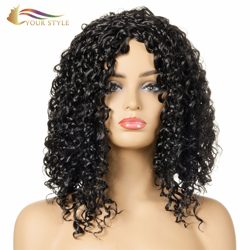 YOUR STYLE , Synthetic Afro Wig Short Curly Wig Afro Wigs For African American Women Girls Ladies Cosplay-YOUR STYLE, synthetic wigs synthetic hair extension