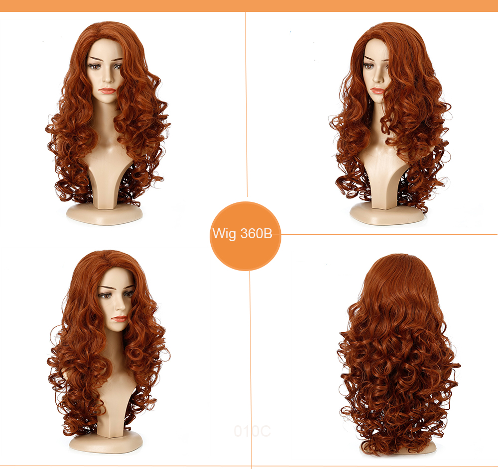 YOUR STYLE ,  Wig Suppliers Synthetic Long Ginger Wave Wig Women Girls Ladies Honey Brown Black Long Wig Cosplay Party Halloween-YOUR STYLE, synthetic wigs synthetic hair extension