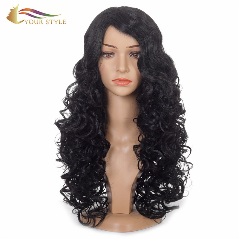 YOUR STYLE ,  Wig Suppliers Synthetic Long Ginger Wave Wig Women Girls Ladies Honey Brown Black Long Wig Cosplay Party Halloween-YOUR STYLE, synthetic wigs synthetic hair extension