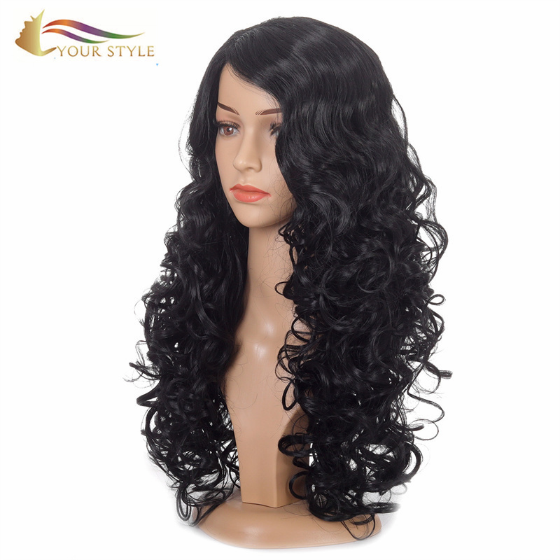 YOUR STYLE ,  Wig Suppliers Synthetic Long Ginger Wave Wig Women Girls Ladies Honey Brown Black Long Wig Cosplay Party Halloween-YOUR STYLE, synthetic wigs synthetic hair extension