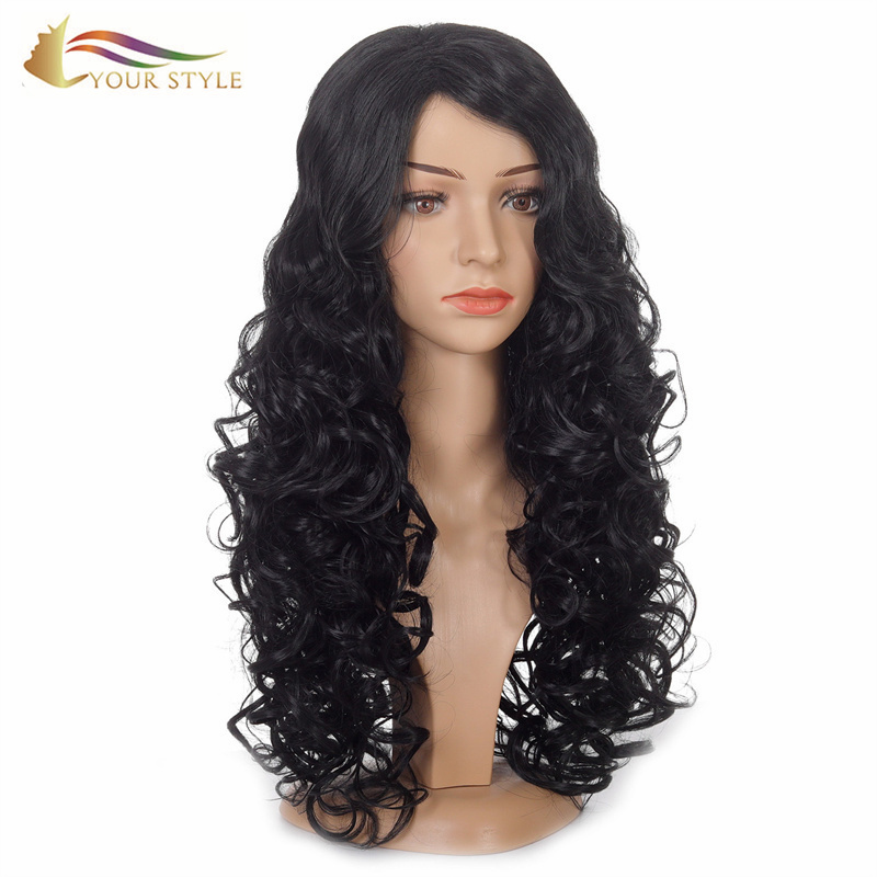 YOUR STYLE ,  Wig Suppliers Synthetic Long Ginger Wave Wig Women Girls Ladies Honey Brown Black Long Wig Cosplay Party Halloween-YOUR STYLE, synthetic wigs synthetic hair extension